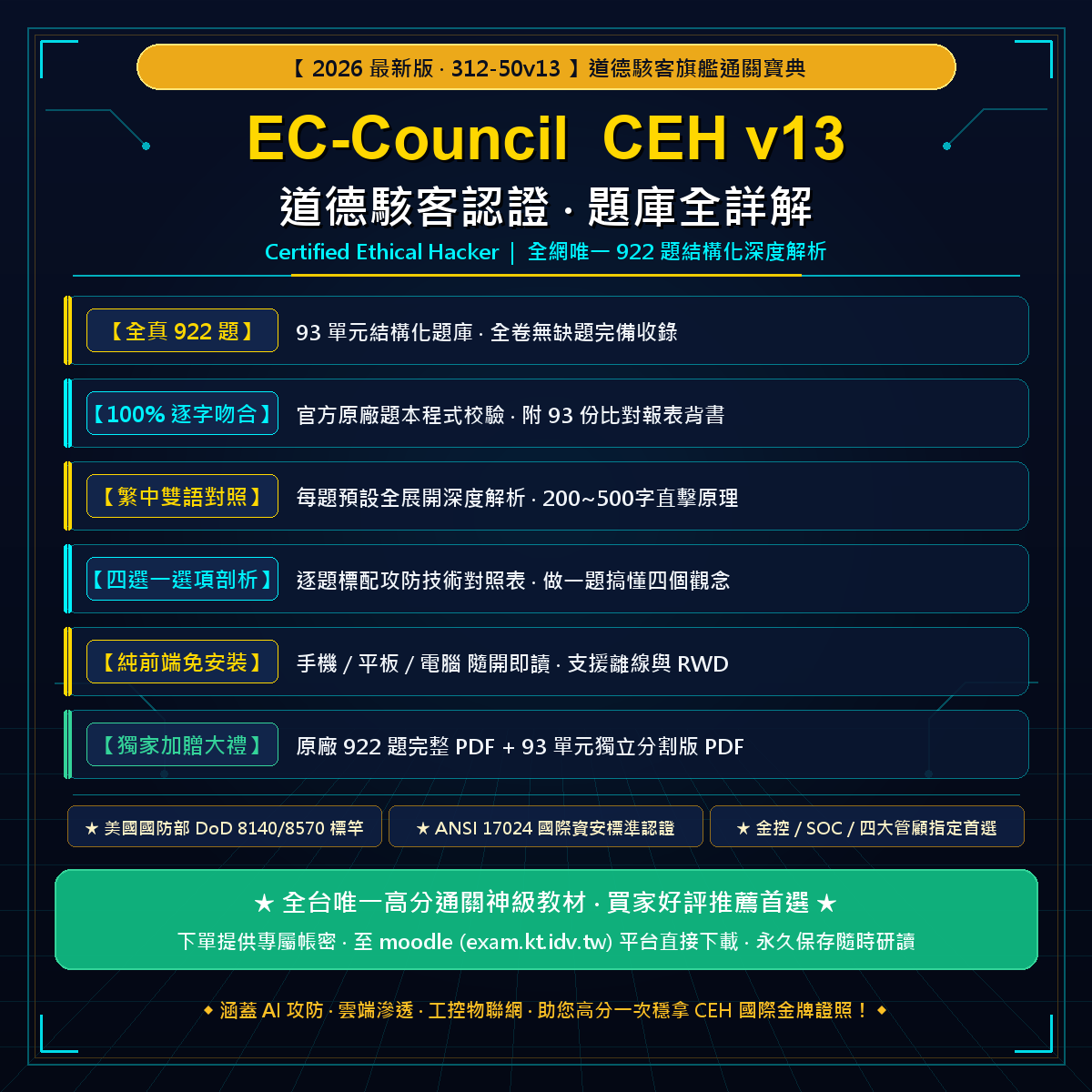 EC-Council CEH v13 道德駭客認證 3D 通關寶典封面