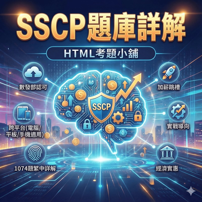 ISC2 Systems Security Certified Practitioner (SSCP) 國際資安認證、TQC 資訊科技認證 Python 專業級、Cisco Certified Network Associate (CCNA 200-301) 國際網路認證 數位教材