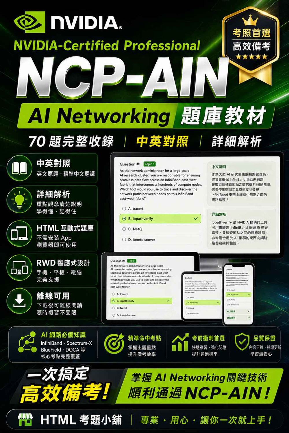 NVIDIA NCP-AIN 考照首選教材封面海報