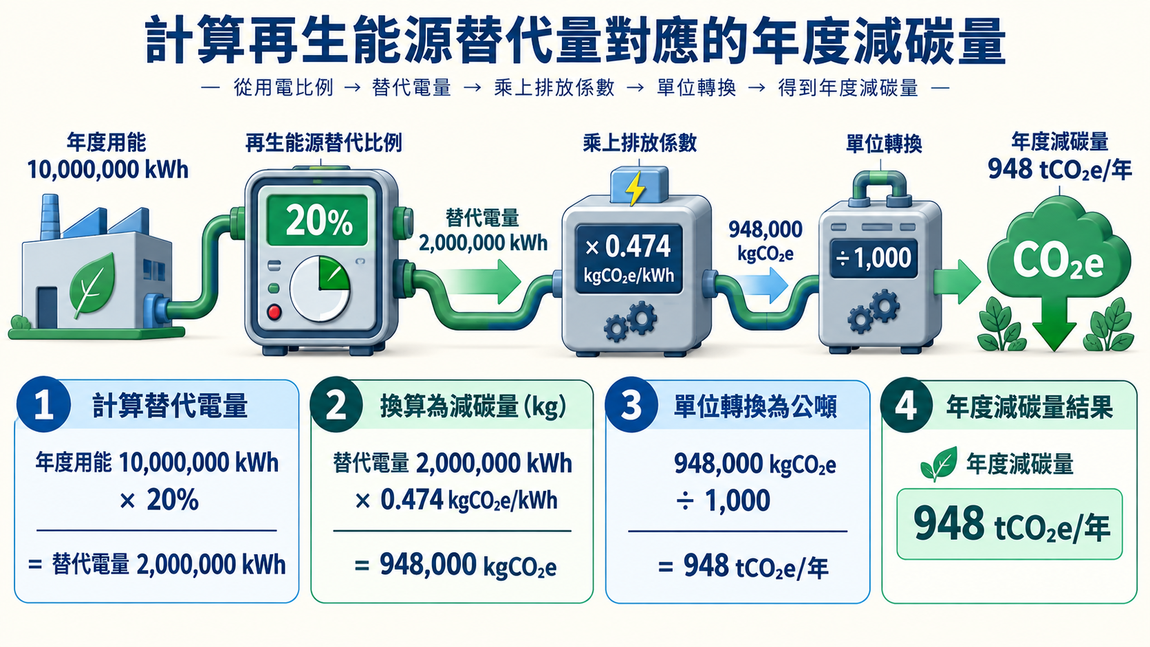 再生能源替代減碳計算圖解