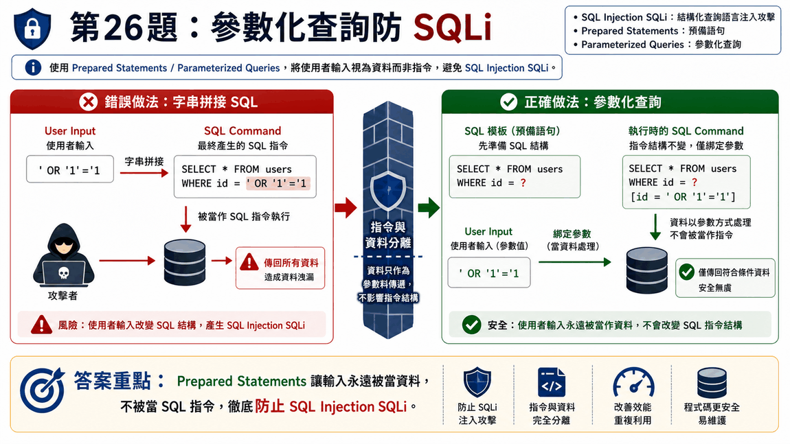 Prepared Statements 與參數化查詢防範 SQL 注入圖解